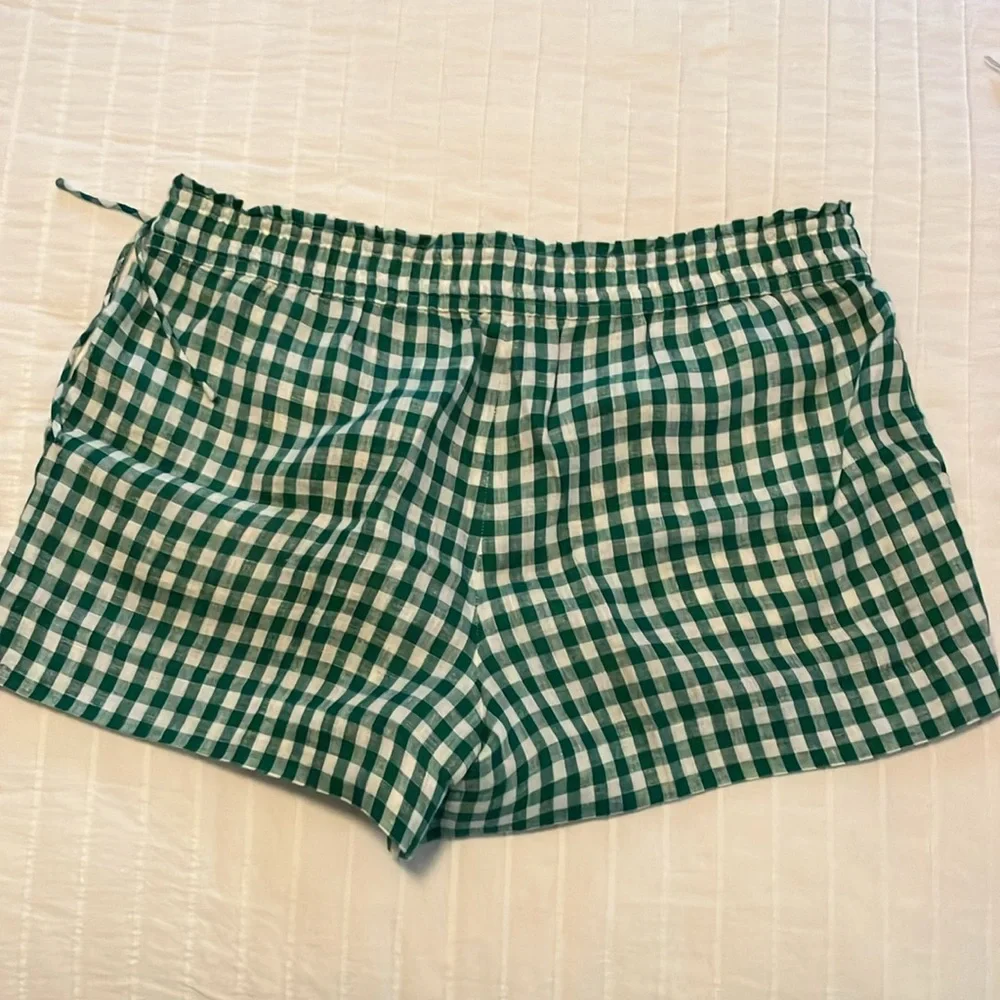 J Crew gingham linen elastic waist pull on shorts - Picture 6 of 7